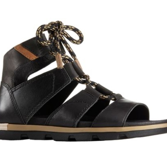 Sorel Torpeda Lace II Sandal Black Buttery Soft Leather Women's Size 8.5 - Picture 11 of 12